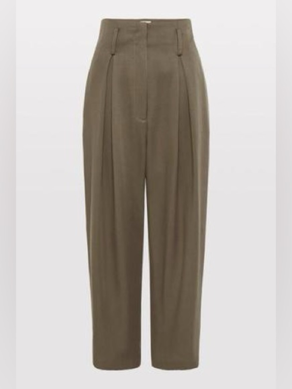 Saint Agni Olive Green TENCEL Wide Leg Pants Quiet Luxury Minimalist Large